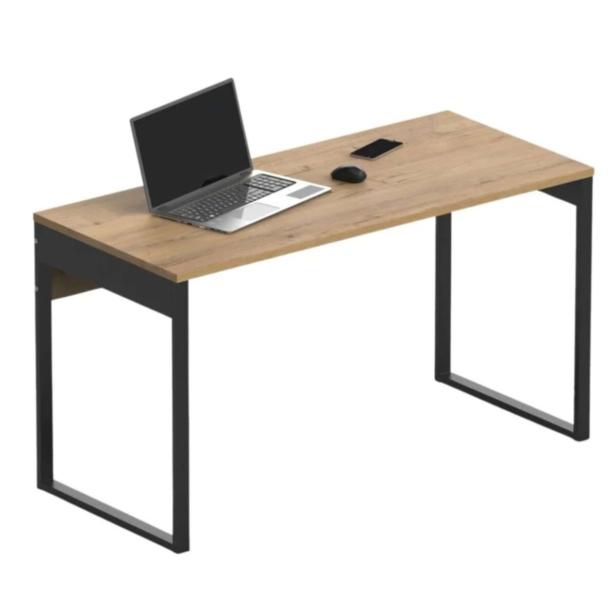 Mesa de estudo nexus em carvalho dourado e escritório industrial preto
