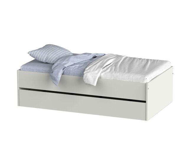 Cama de rodízio 105x190 cm, cama de rodízio grande, cama de casal terai youth branca