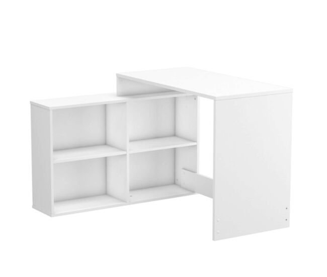 Mesa de escritório shannon com prateleira baixa branca 112x77x101 cm