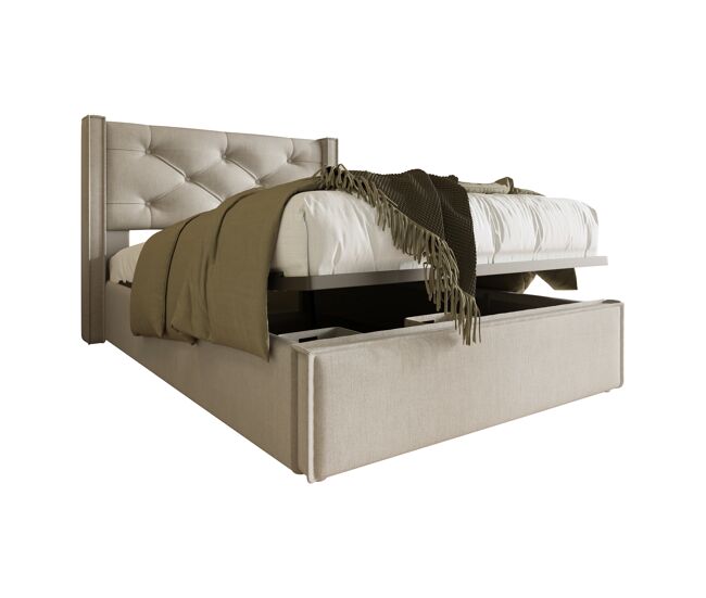Cama de solteiro de algodão 90x200cm com armazenamento,cinza claro