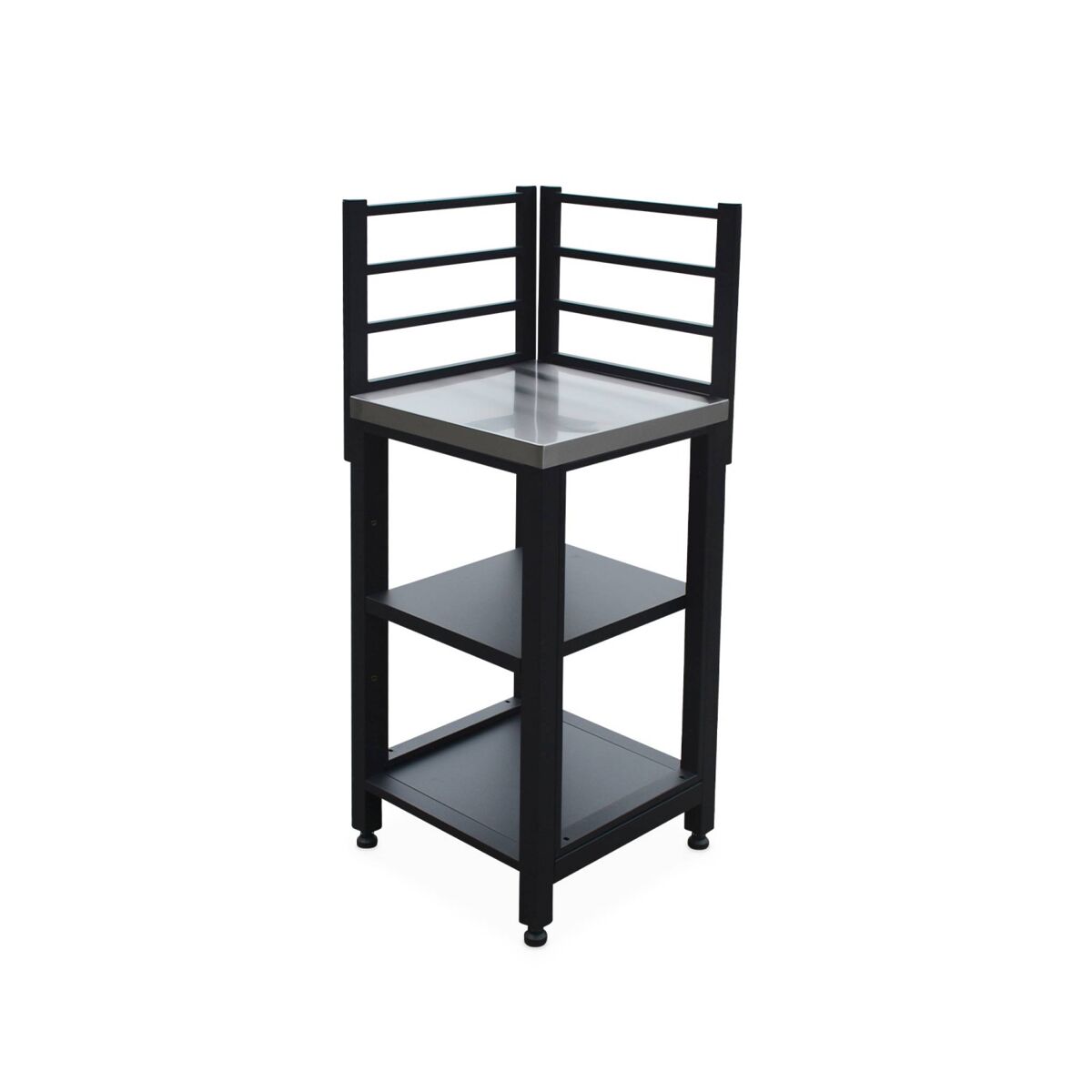 Cozinha exterior em aço 2 prateleiras, 48.5cm, grimaud, preto, 48.5x48.5x124 cm