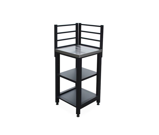 Cozinha exterior em aço 2 prateleiras, 48.5cm, grimaud, preto, 48.5x48.5x124 cm