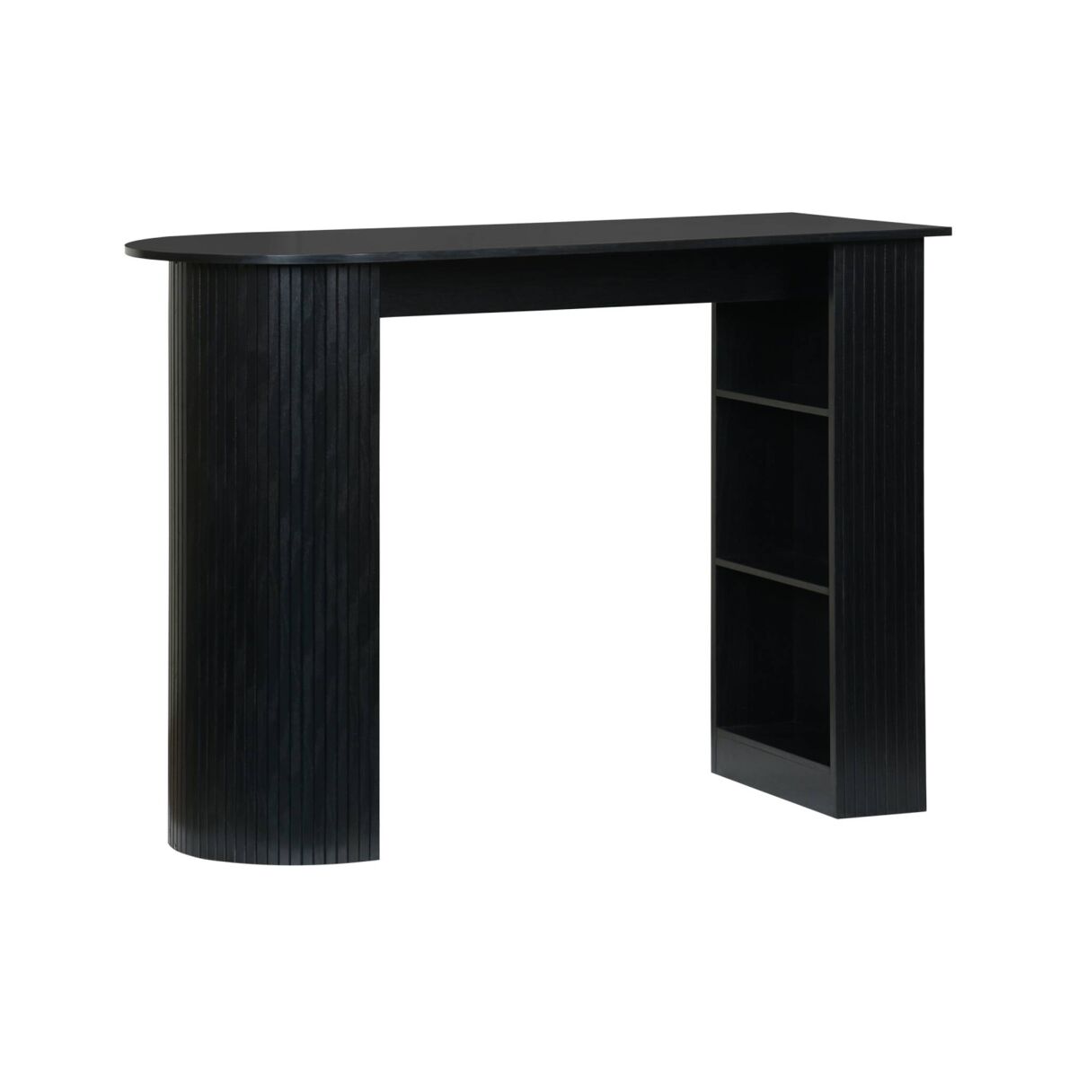 Mesa alta de cozinha decorada em madeira com armazenamento, wallis, preto, 120x55x100 cm