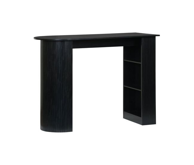 Mesa alta de cozinha decorada em madeira com armazenamento, wallis, preto, 120x55x100 cm