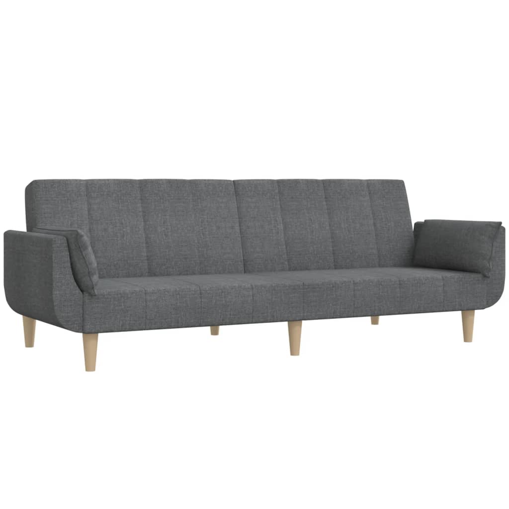 Vidaxl sofá-cama 2 lugares com duas almofadas tecido cinzento-claro