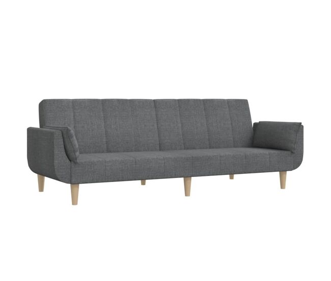 Vidaxl sofá-cama 2 lugares com duas almofadas tecido cinzento-claro