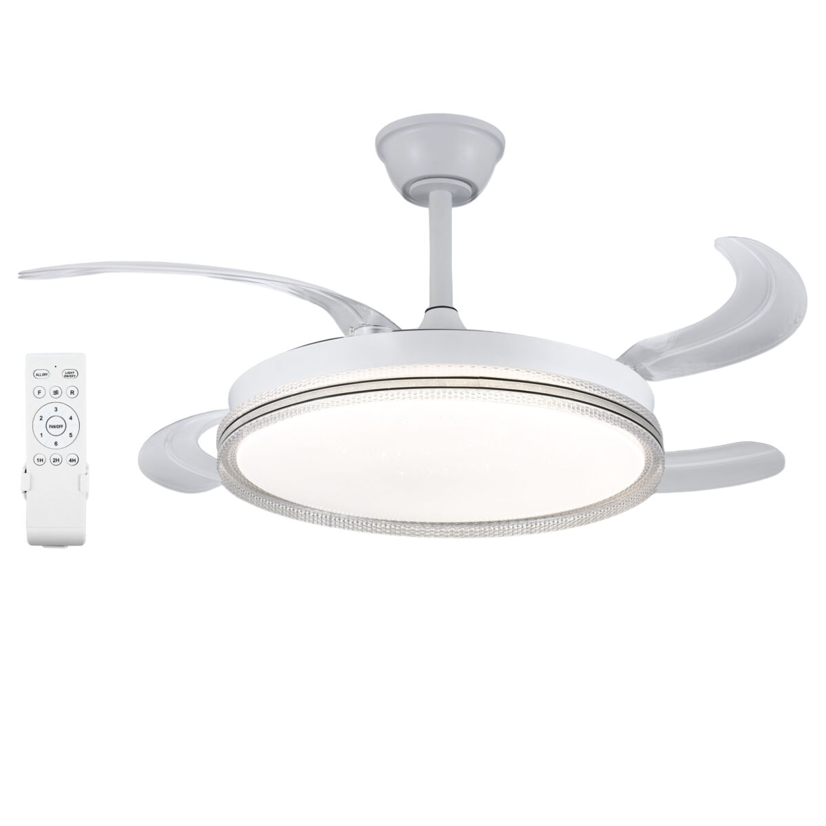 Lâmpada de ventilador de teto com luz LED motor DC silencioso