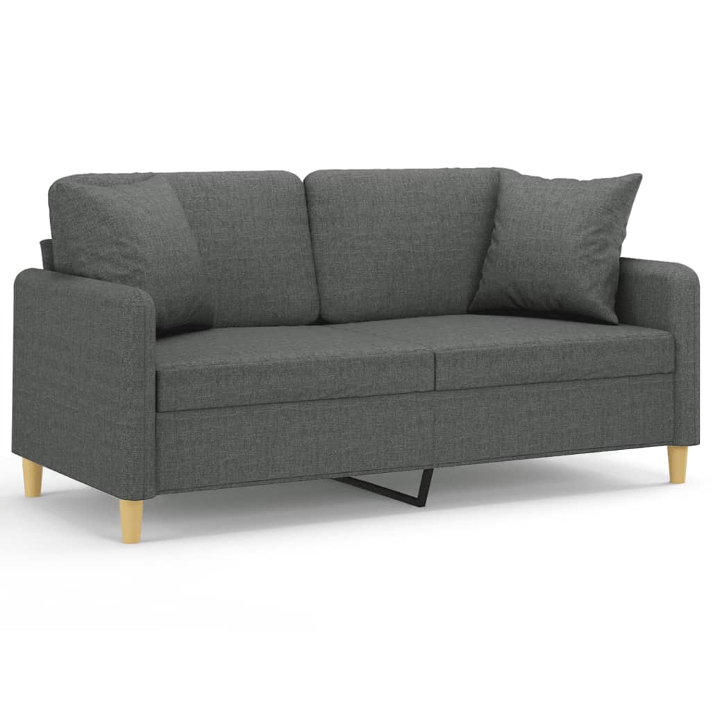Sofá 2 lugares - sofá fixo +almofadas decorativas 140cm tecido cinza-escuro
