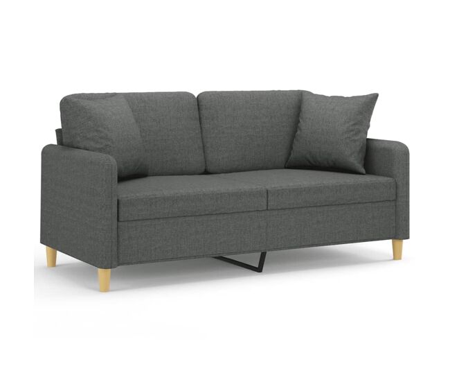 Sofá 2 lugares - sofá fixo +almofadas decorativas 140cm tecido cinza-escuro