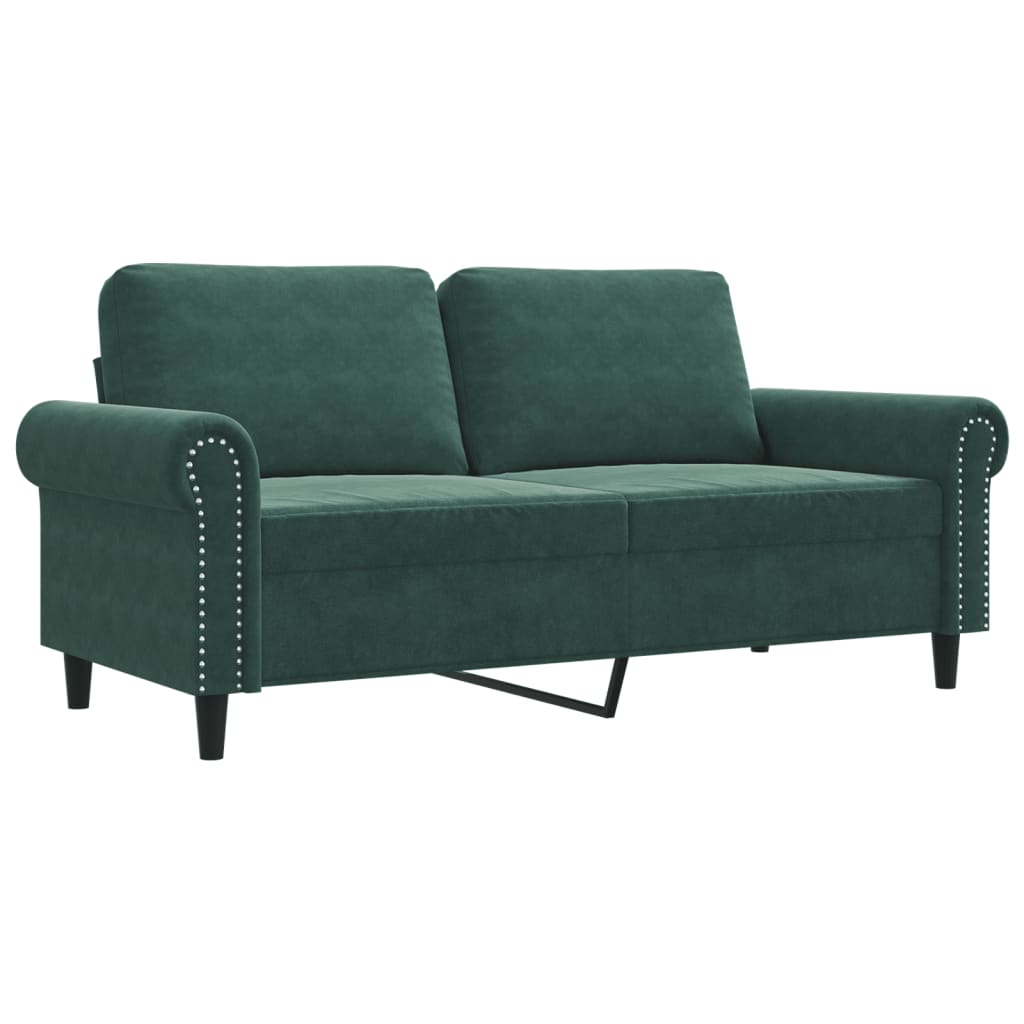 Sofá de 2 lugares - sofá fixo 140 cm veludo verde-escuro