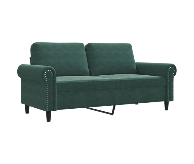 Sofá de 2 lugares - sofá fixo 140 cm veludo verde-escuro