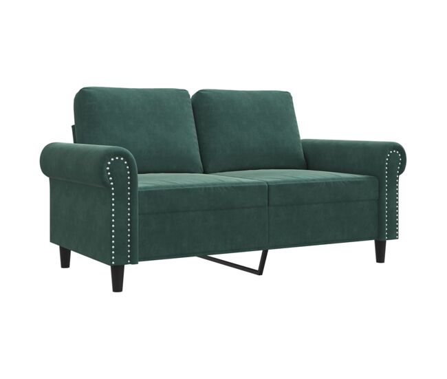 Sofá de 2 lugares - sofá fixo 120 cm veludo verde-escuro