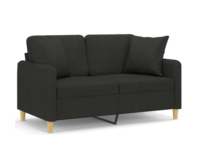 Sofá 2 lugares - sofá fixo + almofadas decorativas 120 cm tecido preto