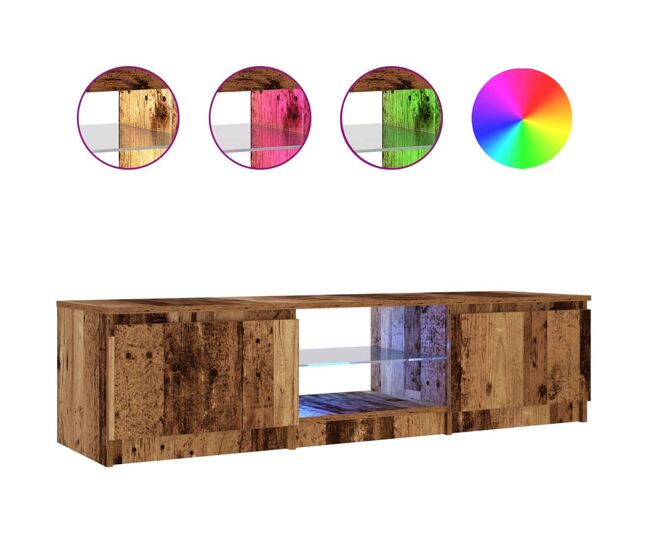 Móvel de tv - modulo de tv - armário de tv com luzes led derivados de madeira madeira velha