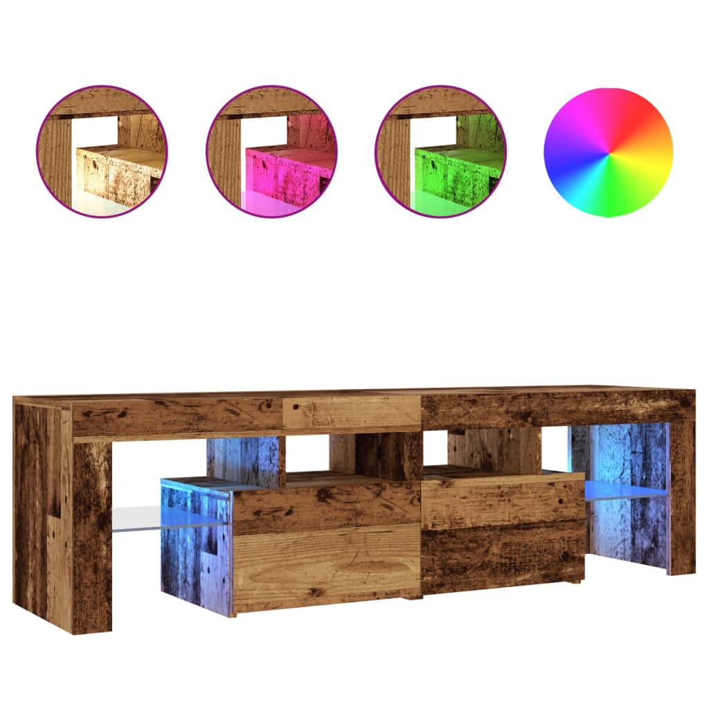 Móvel de tv - modulo de tv - armário de tv com luzes led derivados de madeira madeira velha