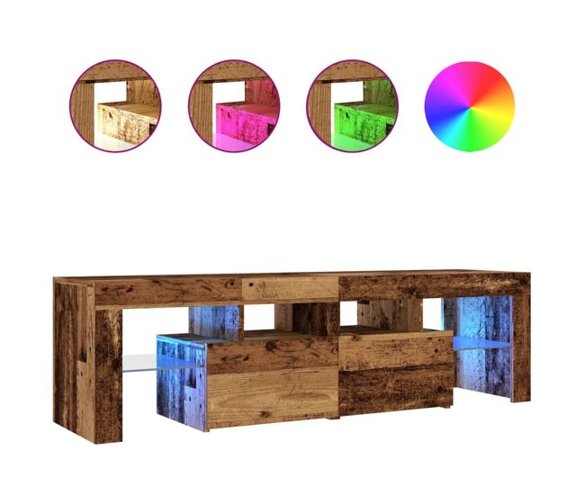 Móvel de tv - modulo de tv - armário de tv com luzes led derivados de madeira madeira velha