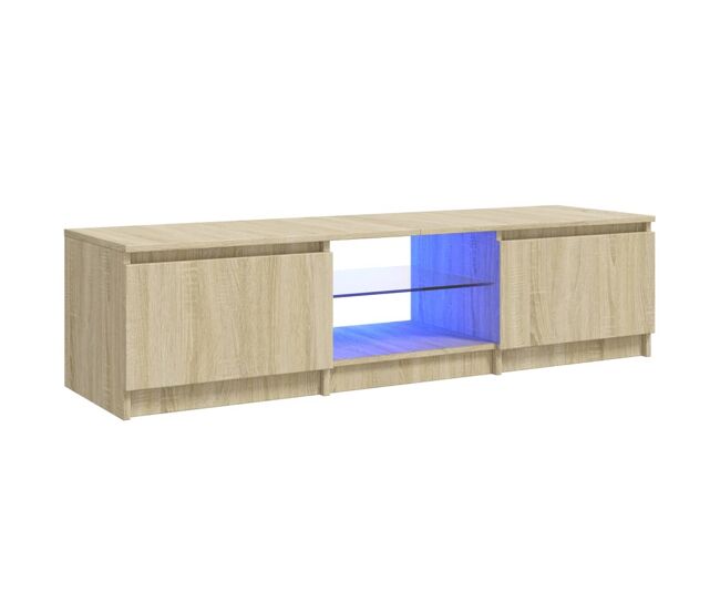 Móvel de tv - modulo de tv - armário de tv com luzes led 140x40x35,5 cm carvalho sonoma