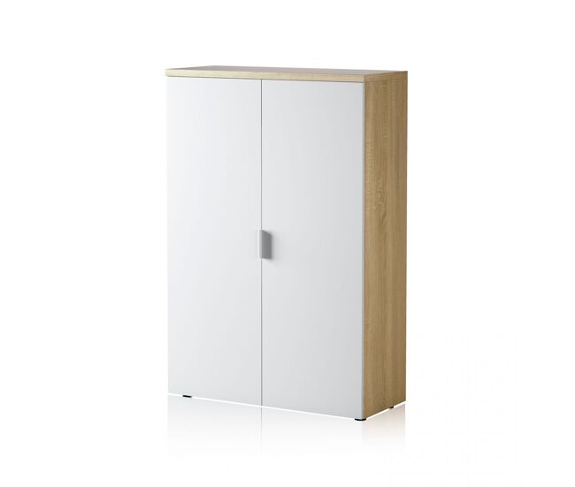 Armário auxiliar de 2 portas, 80 x 119 cm, work artik white (branco mate) - carvalho canadiano 80 x 119 x 32,5 cm