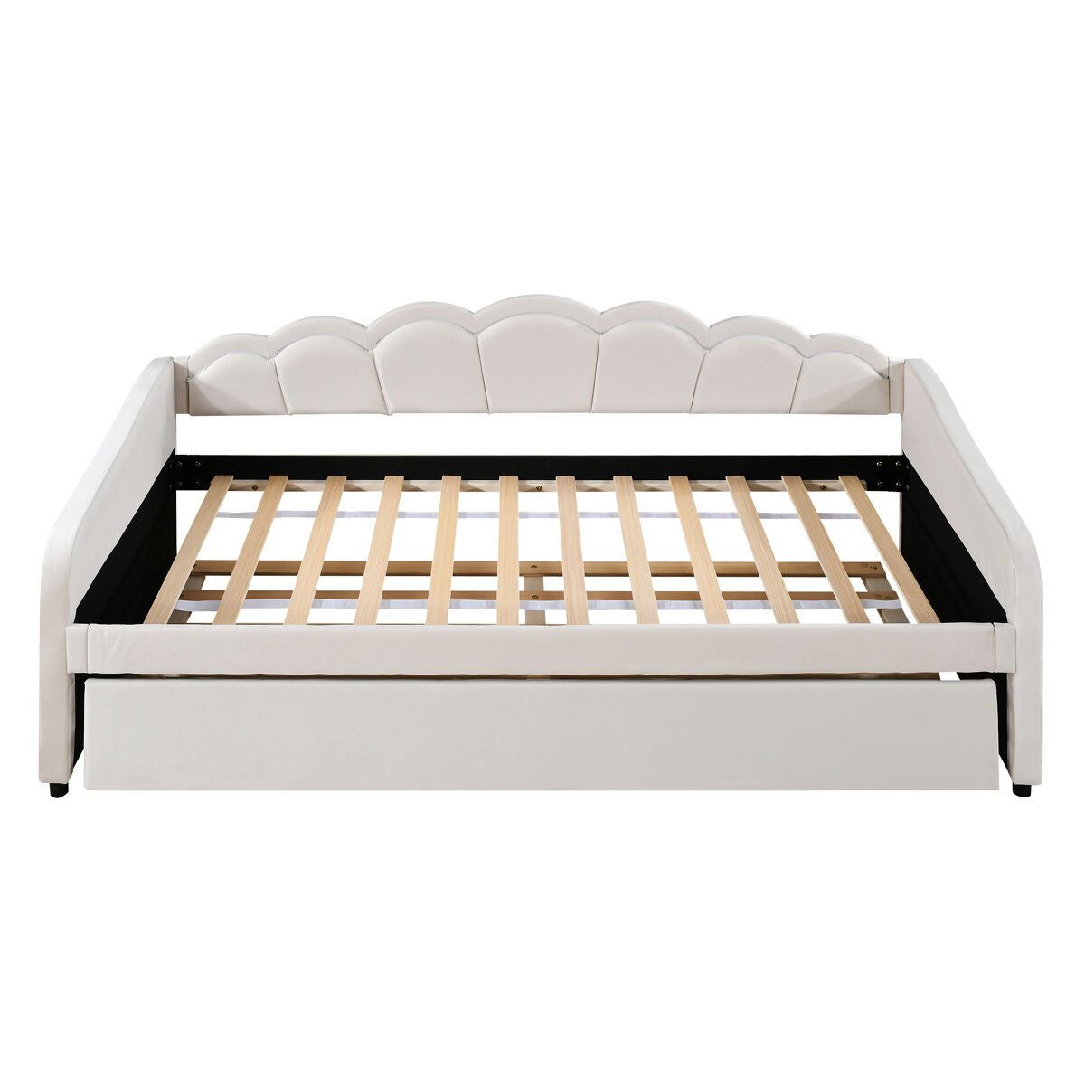 Cama divã com led 90x200cm + cama com gavetão 90x190cm - estofo em tecido de veludo - bege (colchão não incluído)