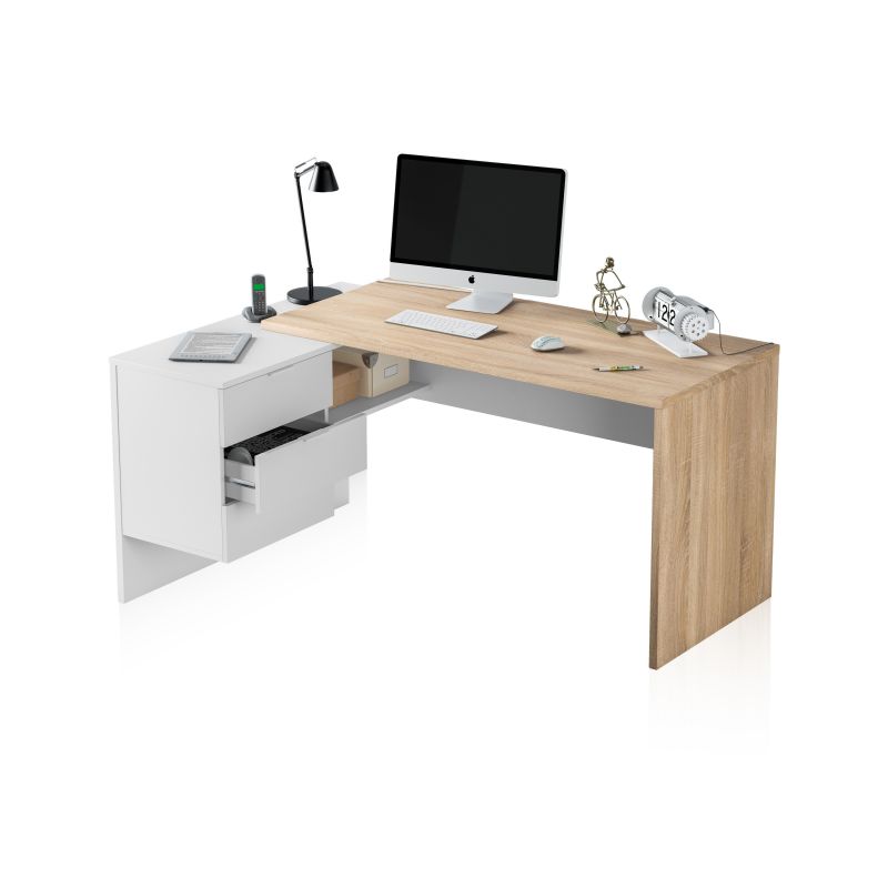 Duehome Mesa De Trabalho Artik White (Branco Mate) - Carvalho Canadiano 145 X 73 X 102 Cm Transparente