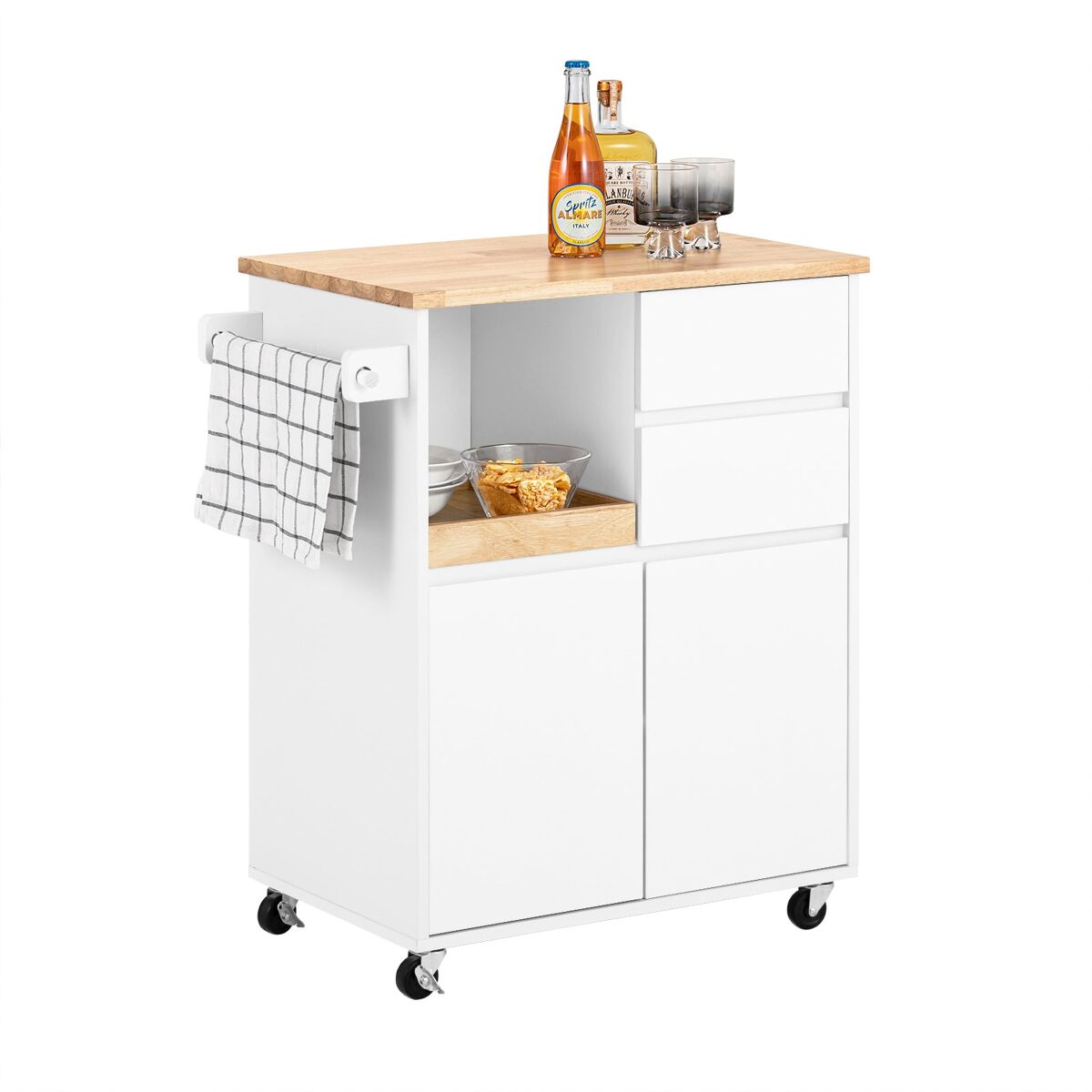 Carrinho de cozinha com 2 gavetas FKW123-WN SoBuy PT