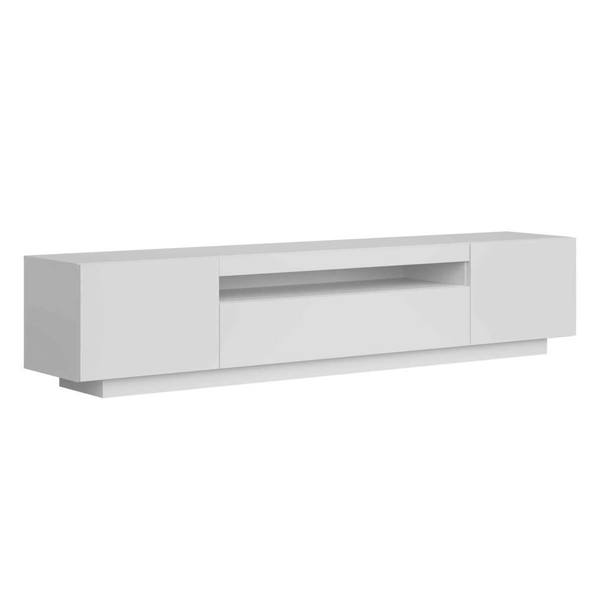 Móvel de tv sami para sala de estar estilo contemporâneo blanc com 1 gaveta, 2 portas e 1 espaço aberto 200x41,6x37,3 cm