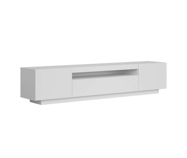 Móvel de tv sami para sala de estar estilo contemporâneo blanc com 1 gaveta, 2 portas e 1 espaço aberto 200x41,6x37,3 cm