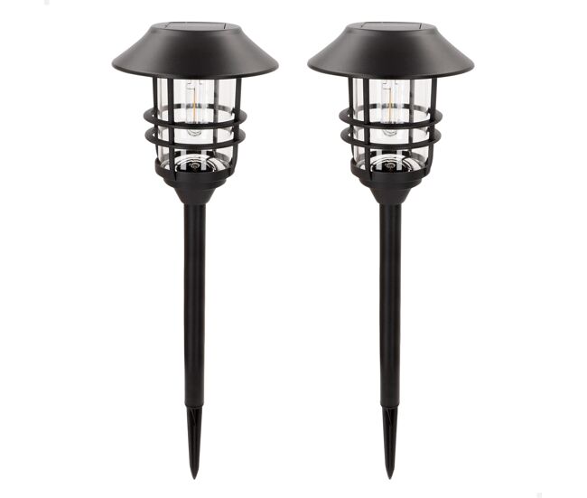 Aktive conjunto de 2 balizas led solares com luz quente 6 lúmens ip44