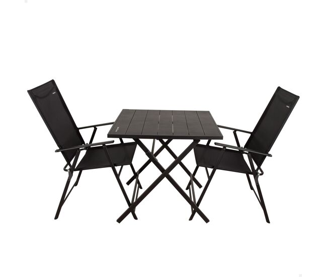 Aktive conjunto de jardim dobrável com mesa e 2 cadeiras em acier noir e textilene