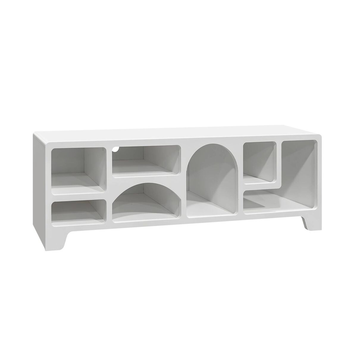 Móveis de tv orgânico com efeito de madeira blanche, 160cm, thessa, blanc, 160x40x50 cm