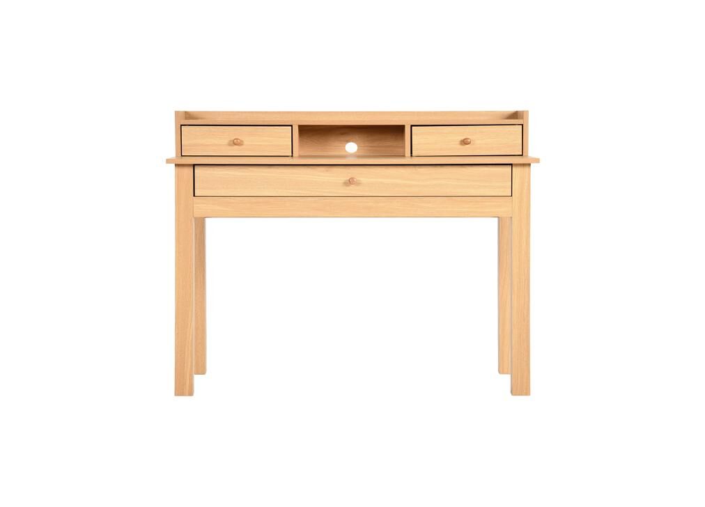 Mesa clássica em madeira com gavetas e arrumação devaki light wood