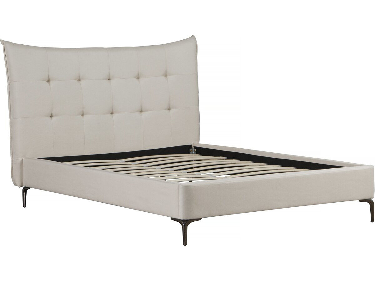 Cama de casal em tecido acolchoado "aspen" 140 x 190 cm - bege