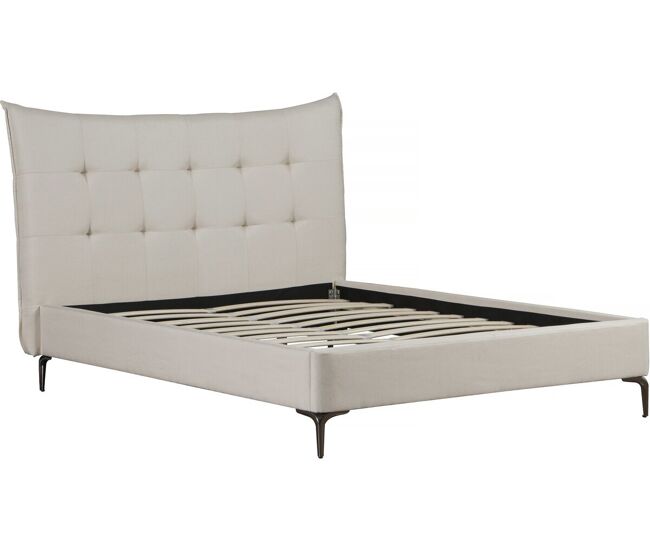 Cama de casal em tecido acolchoado "aspen" 140 x 190 cm - bege