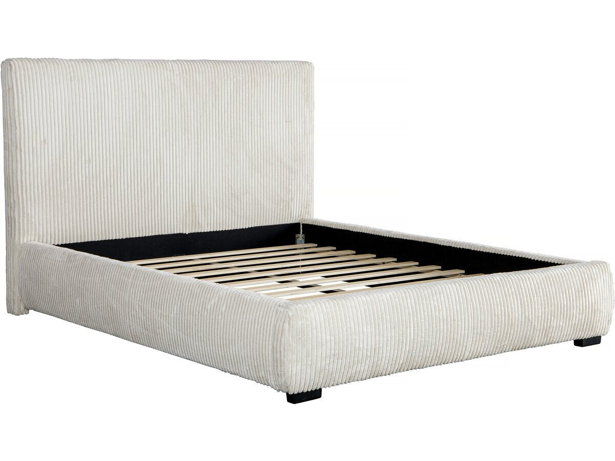 Cama de casal de veludo cotelê "montana" - 180 x 200 cm - bege