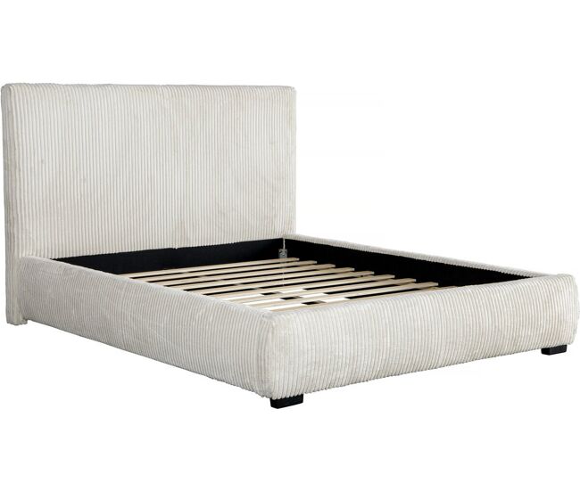 Cama de casal de veludo cotelê "montana" - 180 x 200 cm - bege