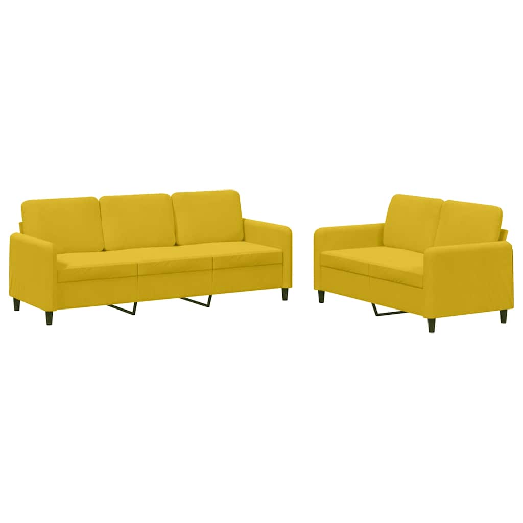 Vidaxl 2 pcs conjunto de sofás veludo amarelo