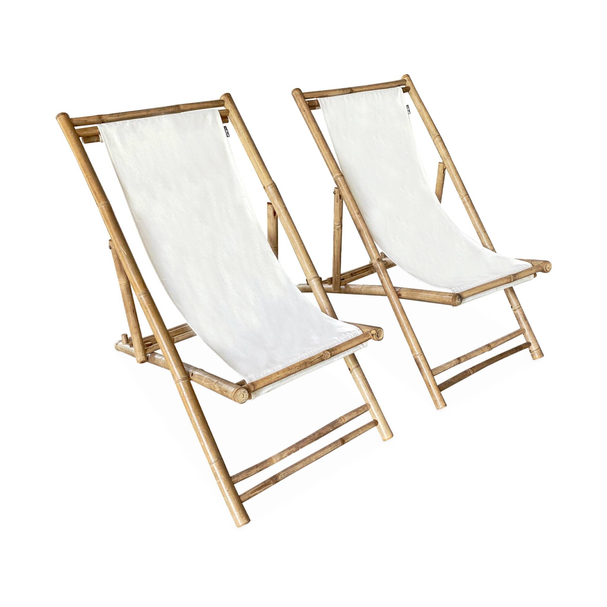 Chiliennes de bambu, tela natural, set de 2