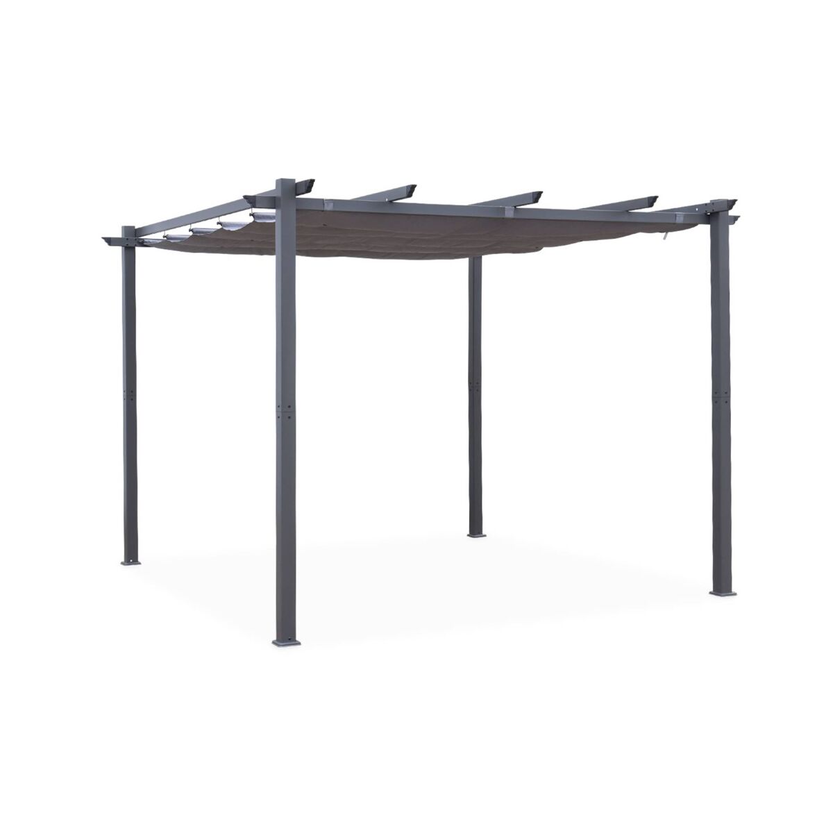 3x3m pérgola de alumínio com cobertura deslizante, isla, cinza, 305x298x222 cm
