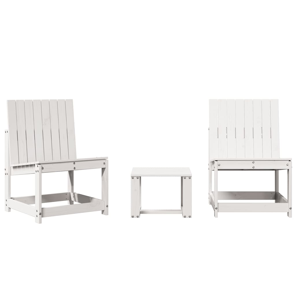 Vidaxl 3 pcs conjunto lounge de jardim madeira de pinho maciça branco