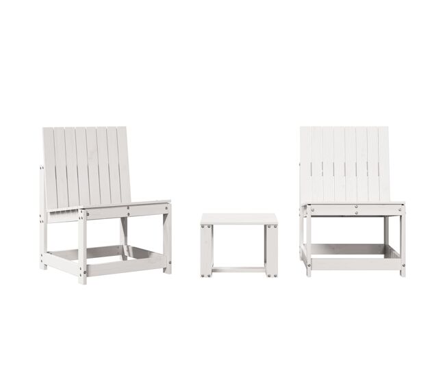 Vidaxl 3 pcs conjunto lounge de jardim madeira de pinho maciça branco