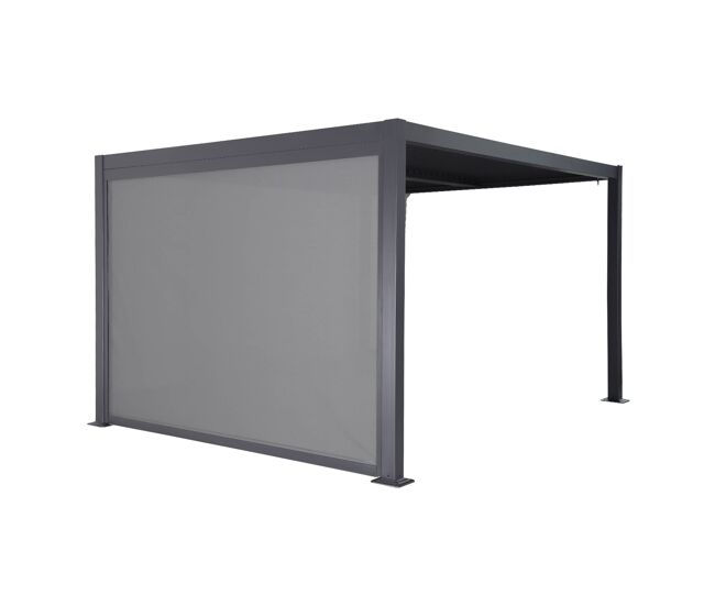 Pergola bioclimático 3x3m em alumínio e aço + 1 toldo de 3m, palace 3x3m + acessório, antracite, 292x292x224 cm
