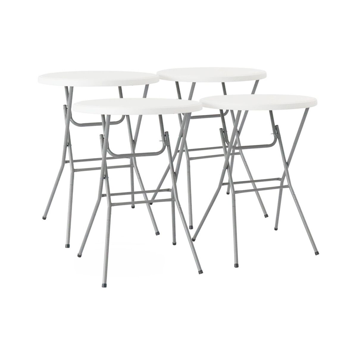 Mesas de recepção, mesas altas dobráveis de aço, set de 4, gala x4, branco, 81x81x110 cm