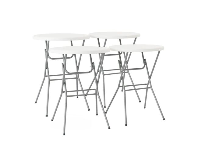 Mesas de recepção, mesas altas dobráveis de aço, set de 4, gala x4, branco, 81x81x110 cm