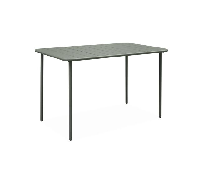 Mesa de jardim metálica de 4 lugares, amelia 120cm, verde caqui, 120x70x72.5 cm