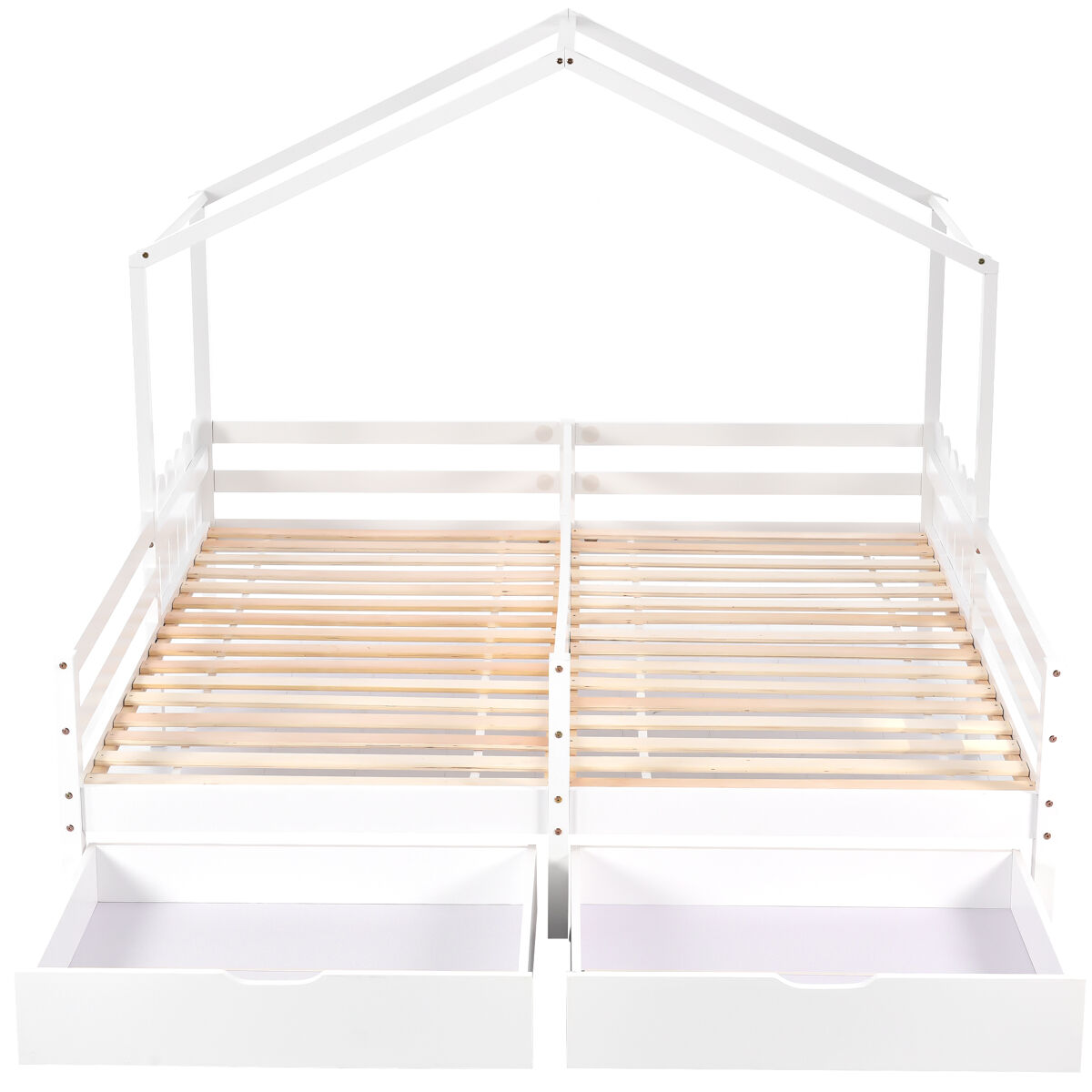 Cama-cabina em pinho maciço 2x90x200 cm - com 2 gavetas - branco