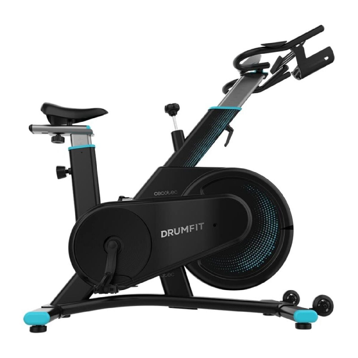 Cecotec Bicicleta indoor com resistência magnética para um treino silencioso, conectividade Bluetooth, design compacto e desportivo, selim e guiador ergonómicos e ajustáveis, ecrã LCD, suporte de tablet, apoios para os pés e rodas de transporte.