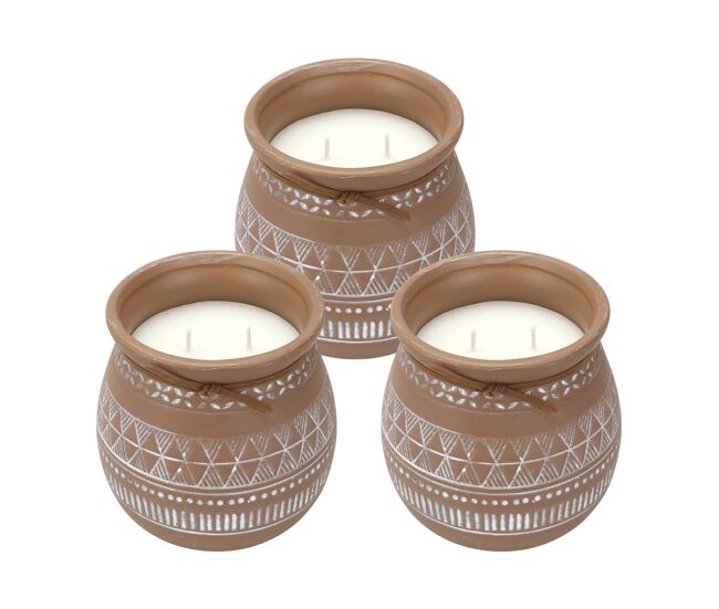 Well home - pacote de 3 velas aromáticas em recipiente de cimento