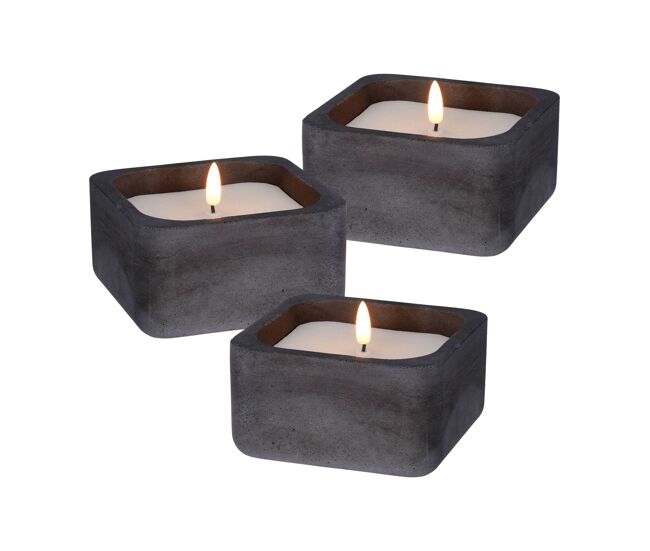 Well home - pacote de 3 velas led quadradas pretas