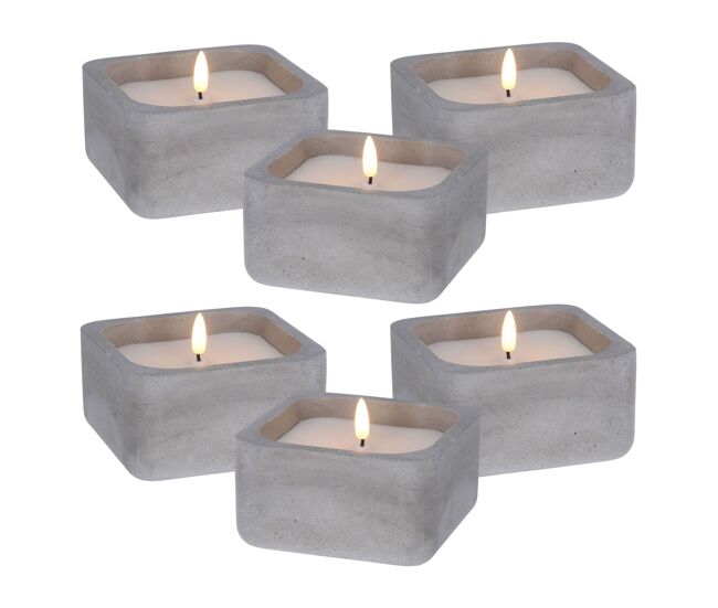 Well home - pacote de 6 velas led quadradas cinza