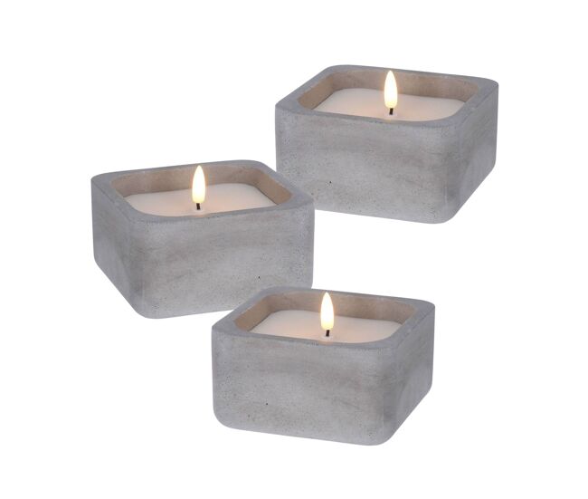 Well home - pacote de 3 velas led quadradas cinza
